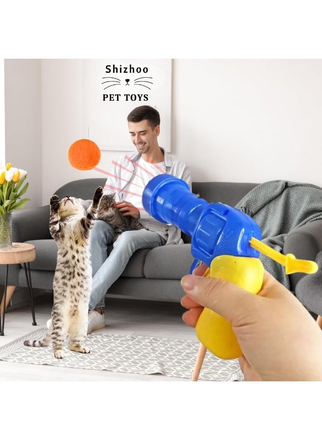 العنوان: 30 كرة بوم بوم ناعمة للقطط مع لعبة قاذفة الكرات، ألعاب تفاعلية للتدريب واللعب - منتجات الحيوانات الأليفة (3.0 سم مع قاذف) - Image 2