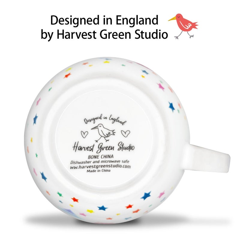 MFoffice Rainbow Heart Coffee Mug, Premium 20 oz Bone China Hug Mug, Inspiring Gift of Hope and Positivity, Perfect for Birthdays, Holidays, and Christmas, Designed in England by Harvest Green Studio - Image 5