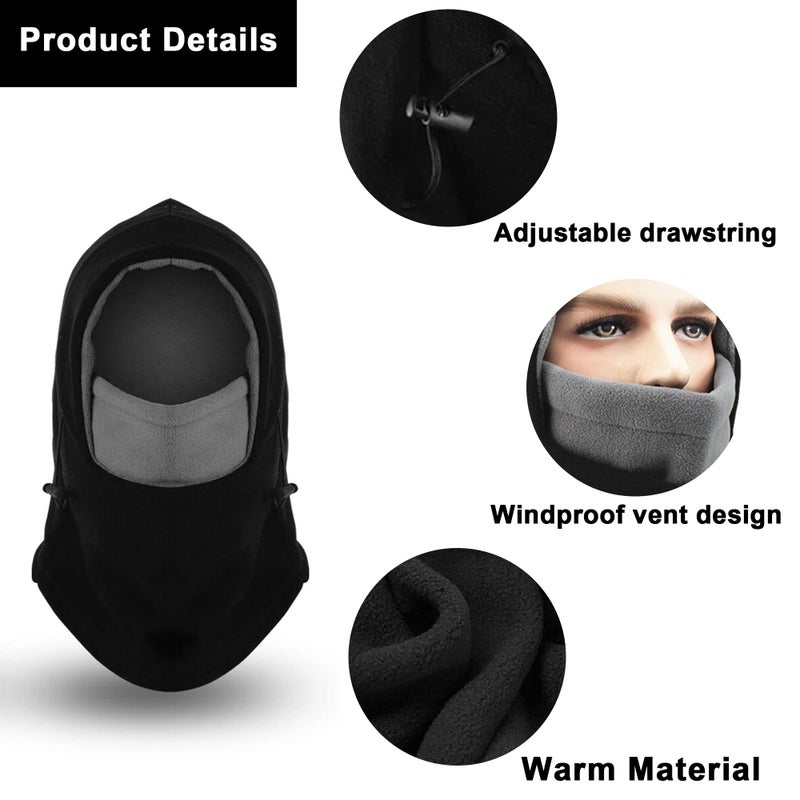 Mealah Balaclava Ski Mask for Men/Women - Cold Weather Windproof Thermal Face Mask Snowboarding Neck Gaiter Black - Image 3