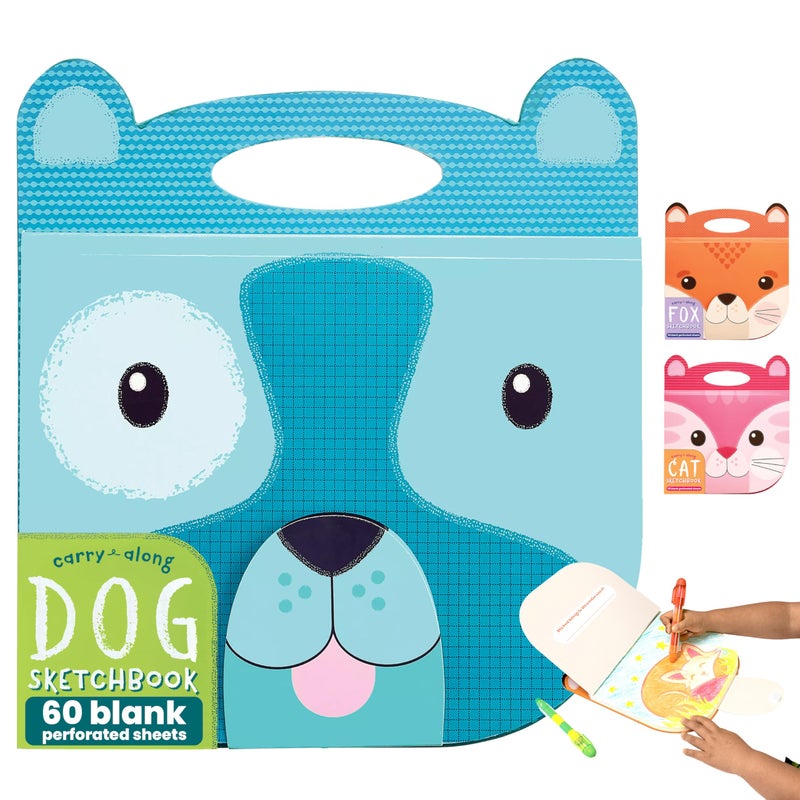 OOLY Carry Along Sketchbook for Kids, 60 Pages, 9 x 7 inches, Portable Sketch Book, Drawing Pad for Travel - Dog - Image 1