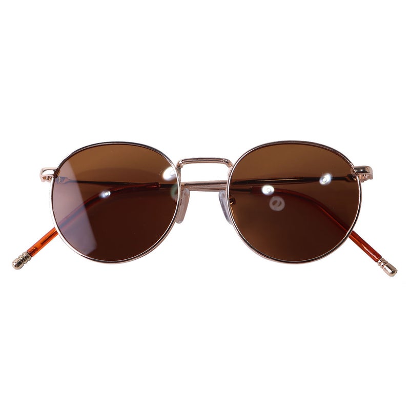 Generic Internet Celebrity New Ins Glasses Womens Metallic Retro Round Sunglasses Fashionable Street Shot Dark Color Showing Small Face Sunglasses for Men Tea