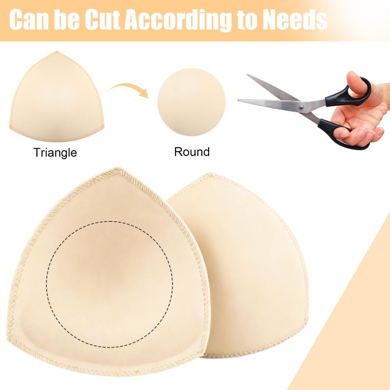 Opvixi 6 Pairs Bra Pads Inserts, B/C Sports Bra Pads Inserts, Beige Bra Cups Inserts, Removable Breast Enhancers for Women - Image 5