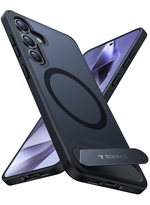 Strong Magnetic & Seamless Stand for Samsung Galaxy S24 Case for MagSafe, 12FT Mil-Grade Drop Protection, Adjustable Kickstand for Samsung Galaxy S24 Case with Stand, Slim Frosted Matte Black