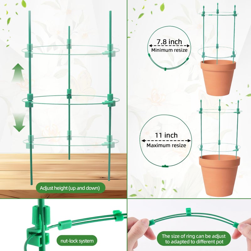 Anothera 4 Pack Adjustable Tomato Cages, 36 Inch Plant Support Garden Trellis for Tomatoes, Cucumbers, Vegetables, Flowers, Roses & Climbing Vines â€“ 4 Adjustable Rings for Sturdy Growth - Image 5