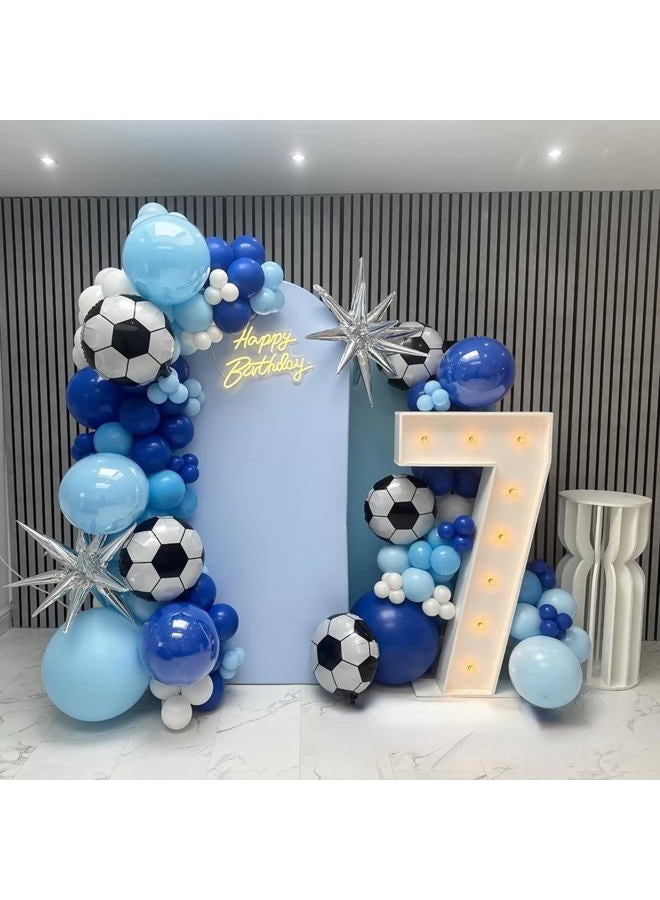 Togvu Football Balloons, Metallic Blue Silver Balloons with 18 Inch Football Foil Balloon for Sport Theme Soccer Party Decorations, Soccer Print Chrome Silver Blue Confetti Balloon for Boys Men Birthday - Image 3