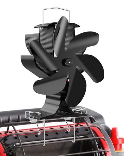 HIDALIFE Wood Stove Fan Fireplace Heat Powered Fan with Bracket Compatible for Buddy HeaterThermal Stove Blower for Gas Pellet Wood Burner6 Blades