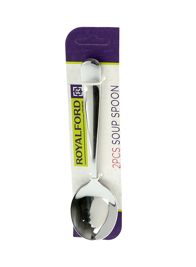 Royalford 2-Piece Soup Spoon Set Silver/Black - Image 5