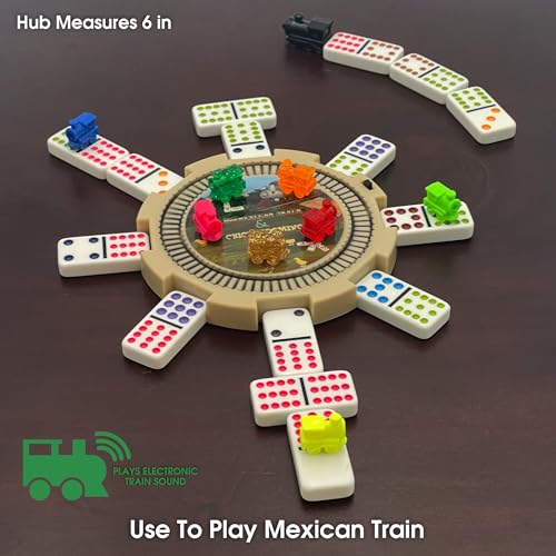 CHH Mexican Train & Chicken Domino Set – Professional Set of 91 Double 12 Dominoes Aluminum Case – Interactive Hub with Sounds - Image 4
