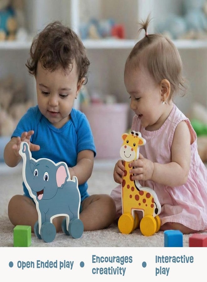 Babbles Jungle Safari Wooden Animal Wheel Toys for Kids, Premium Push & Roll Toys for Toddlers 1-3 Years, Promotes Motor Skills, Imaginative Play, Storytelling (Animals) - Image 4