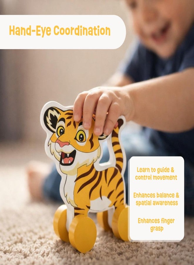 Babbles Jungle Safari Wooden Animal Wheel Toys for Kids, Premium Push & Roll Toys for Toddlers 1-3 Years, Promotes Motor Skills, Imaginative Play, Storytelling (Animals) - Image 3