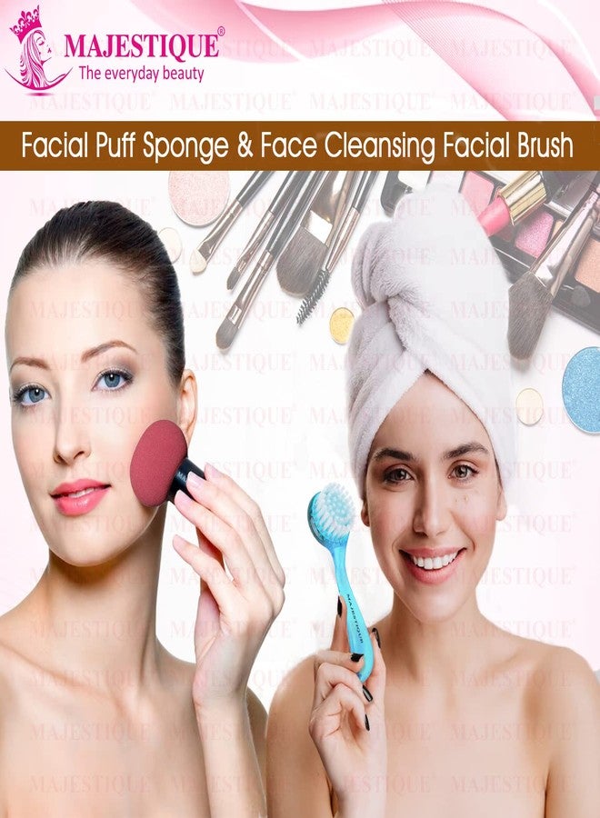 Majestique Mushroom Head Sponge with Facial Cleansing Brush - Powder Puff for Dual-use Dry & Wet - Color May Vary - Image 5
