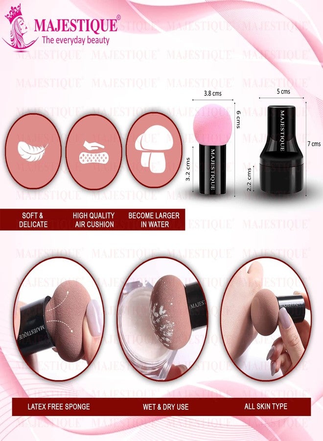 Majestique Mushroom Head Sponge with Facial Cleansing Brush - Powder Puff for Dual-use Dry & Wet - Color May Vary - Image 3
