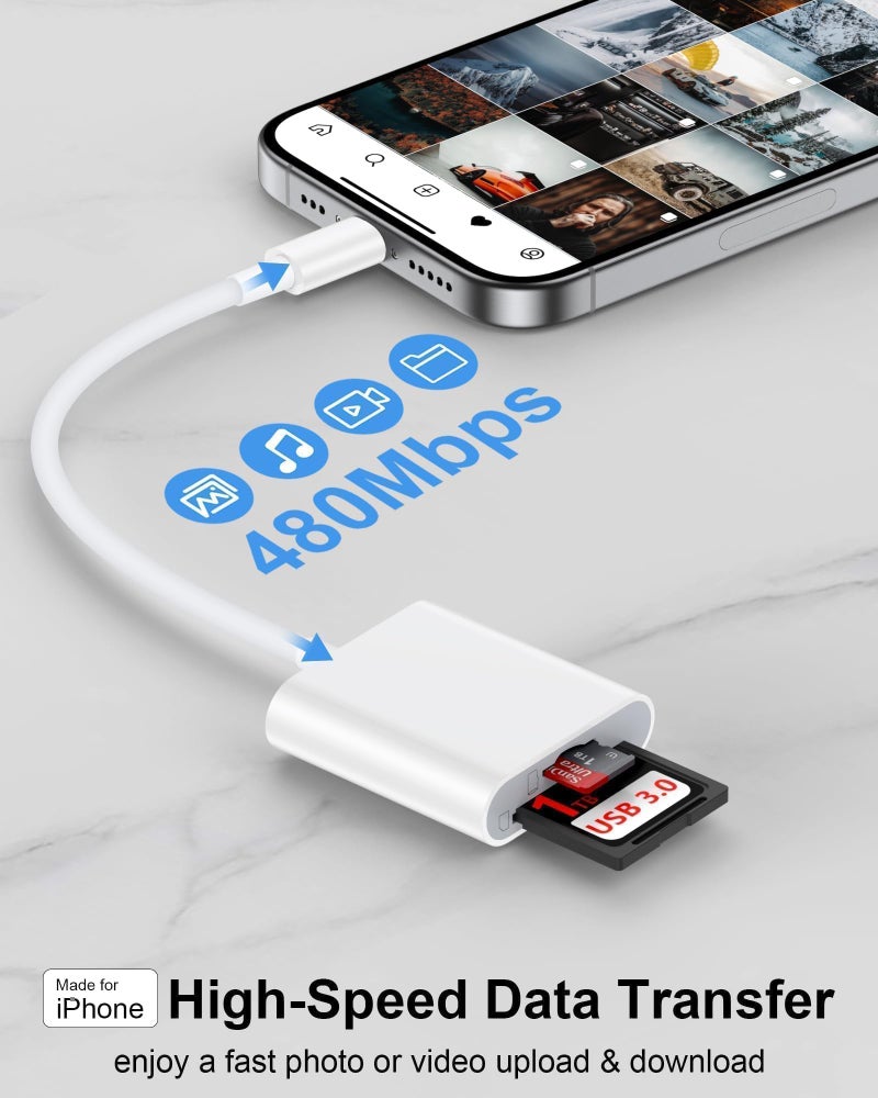 AILKIN SD Card Reader Type C for iPhone 17/17Pro16e/16Pro/15Pro, Macbook, iPad Pro, USB C Micro SD Card Reader Dual Slot 3.0 High Speed Trail Camera Memory Card Adapter for Android Samsung S25, Plug and Play - Image 5