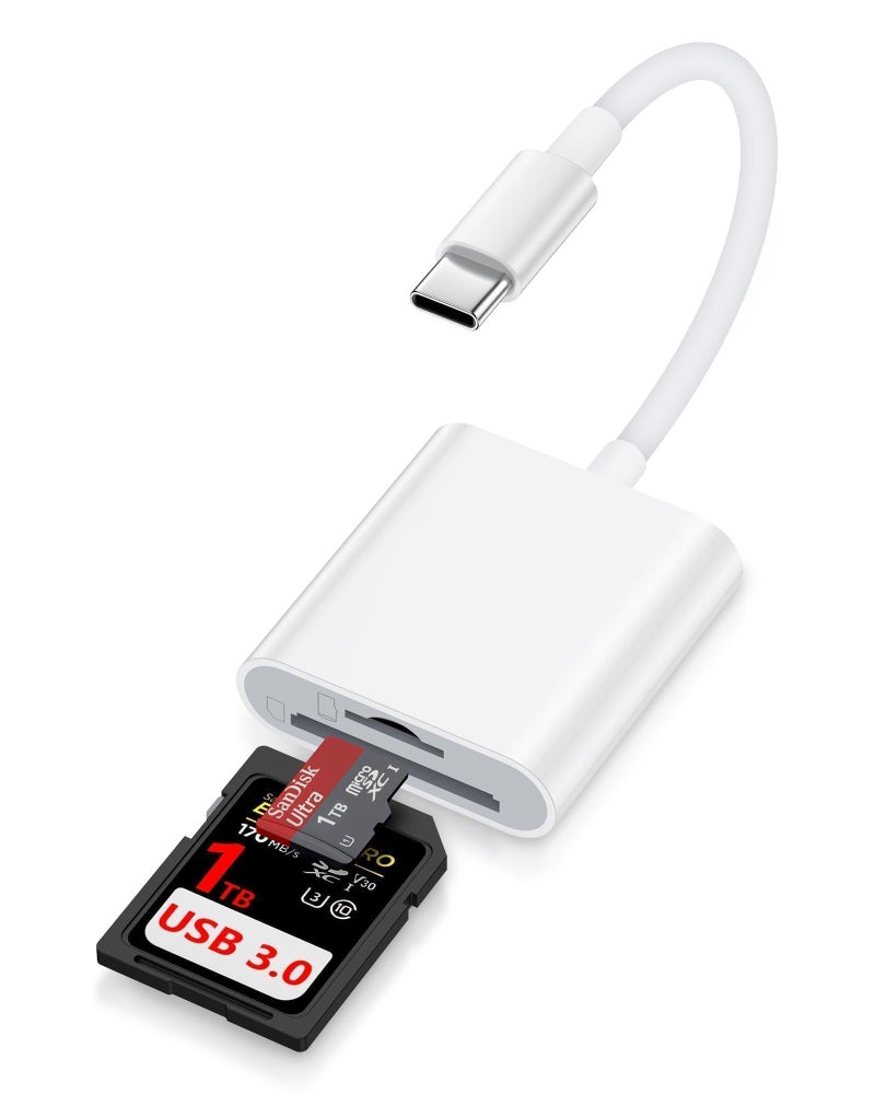 AILKIN SD Card Reader Type C for iPhone 17/17Pro16e/16Pro/15Pro, Macbook, iPad Pro, USB C Micro SD Card Reader Dual Slot 3.0 High Speed Trail Camera Memory Card Adapter for Android Samsung S25, Plug and Play - Image 1