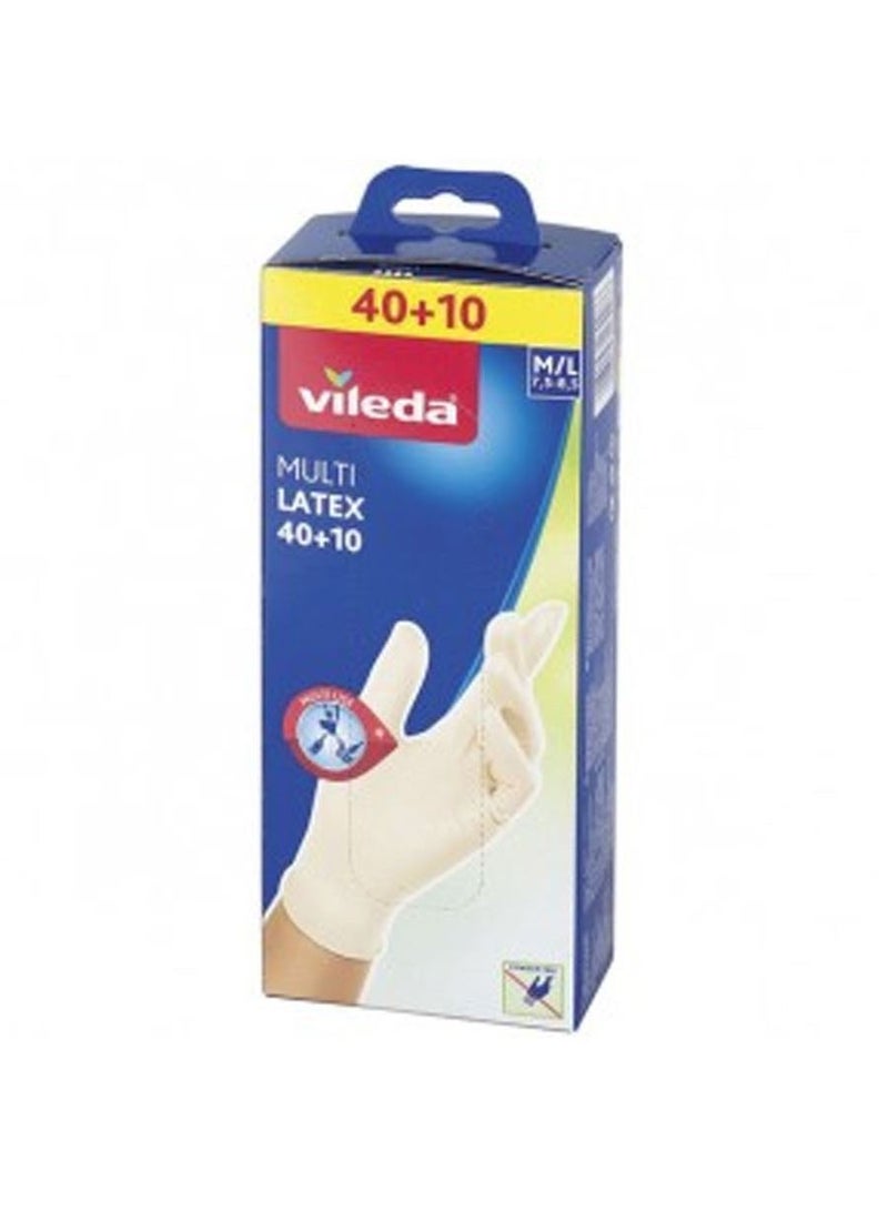 فيليدا قفاز لاتكس للاستخدام لمرة واحدة مقاس وسط/كبير 40 + 10 قطع