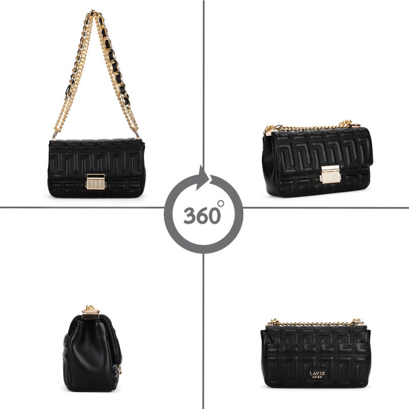 لافي حقيبة كتف فاخرة بجناح جولي  أسود - Image 5