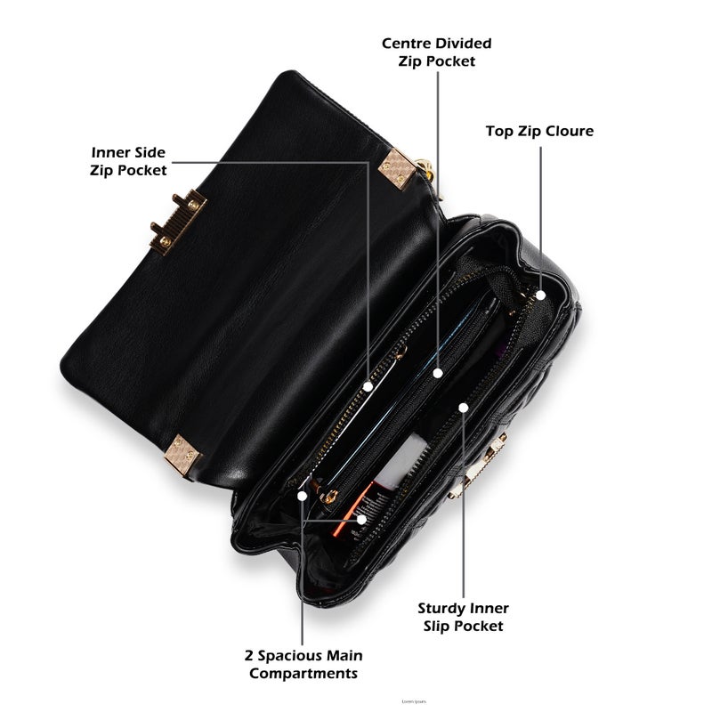 لافي حقيبة كتف فاخرة بجناح جولي  أسود - Image 3