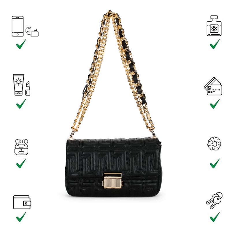 لافي حقيبة كتف فاخرة بجناح جولي  أسود - Image 4