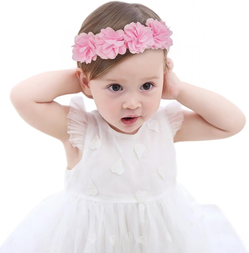 Fmeida Baby Girls Headbands for 4-24M | Soft Flower Crown (Fits 14.96"-18.89" Head) - Image 1