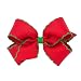 Wee Ones Girls' Classic Grosgrain Moonstitch Edge Hair Bow, No-Slip Hair Clip, Handmade, Red with Green, Medium - Image 2