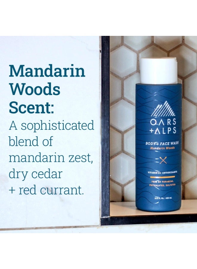 Oars + Alps Mens Moisturizing Body and Face Wash, Skin Care Infused with Vitamin E and Antioxidants, Sulfate Free, Mandarin Woods, 13.5oz, 1 Pack - Image 2