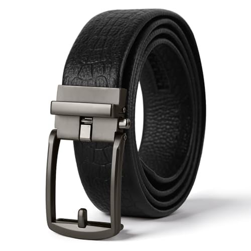 GUSTAVE® Men's Belt, Auto Lock Belt with Quick Release Slide Buckle, Durable PU Leather Belts, Lychee Embossed Pattern, Fashion Men's Belt for Formal or Casual - Image 1