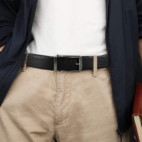 GUSTAVE® Men's Belt, Auto Lock Belt with Quick Release Slide Buckle, Durable PU Leather Belts, Lychee Embossed Pattern, Fashion Men's Belt for Formal or Casual - Image 3