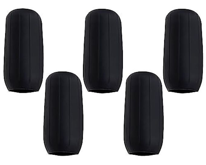 Mini Skater 5pcs Silicone Travel Bottle Cover Reusable Elastic Sleeve Fit Standard Toiletry Container Stretching Bottle Lid Cap for Luggage Bag Suitcase Prevent Leakage Solution (Black)
