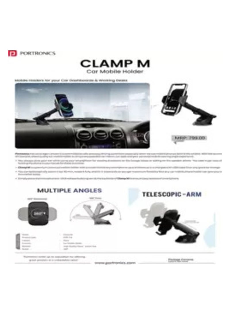 Portronics Clamp M Mobile Holder With 360 degree Rotational Function