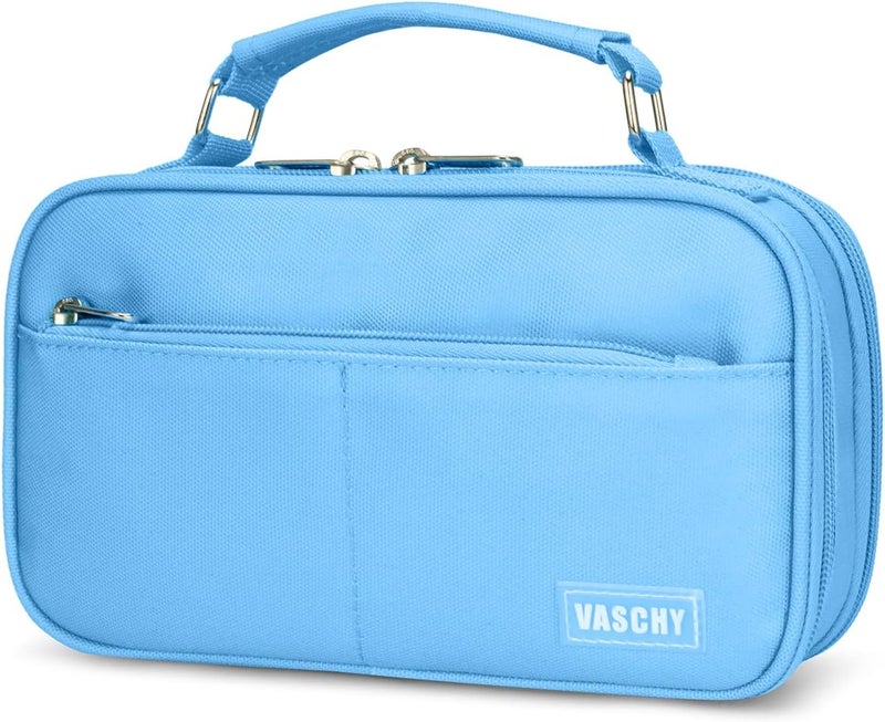 Vaschy Natural tone color options Pencil Case, Aesthetic Kawaii Large Pencil Pouch Stationary Pencil Bag/Box for Preppy Middle School College Students, Pen Organizer Holder School Supply Blue Trendy budget practical design - Image 1