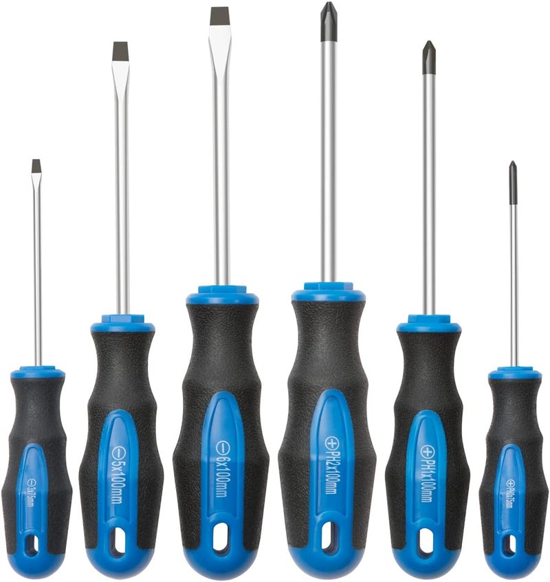 ROTATION 6PCS Magnetic Tip Screwdriver Set, 3 Phillips and 3 Flat, Professional Cushion Grip | 6-Piece Hand Tools Set - Image 1