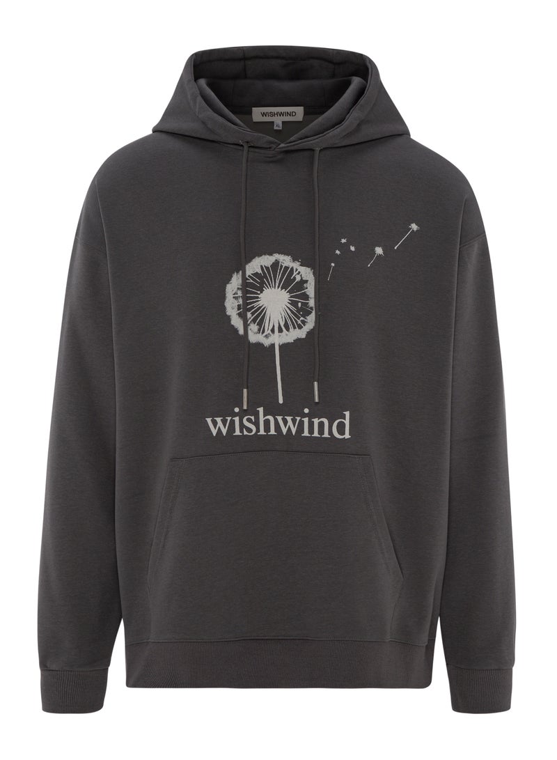 WISHWIND Unisex Dandelion Graphic Hoodie - Grey - Image 1