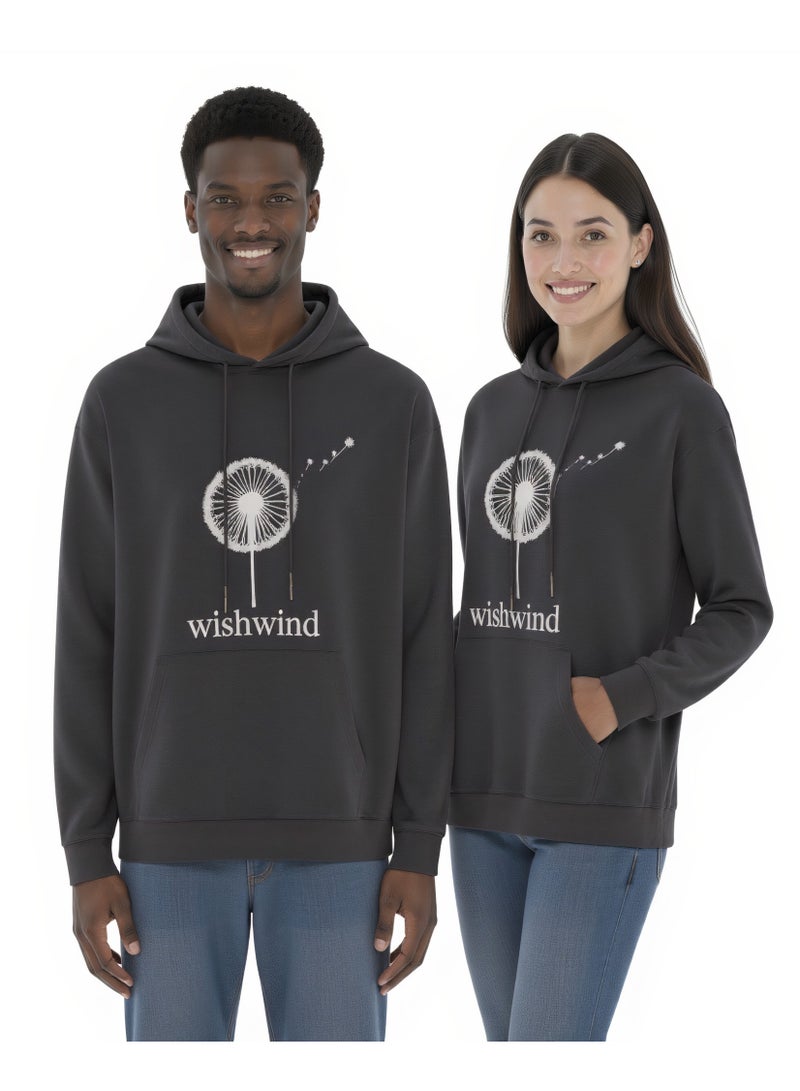 WISHWIND Unisex Dandelion Graphic Hoodie - Grey - Image 3