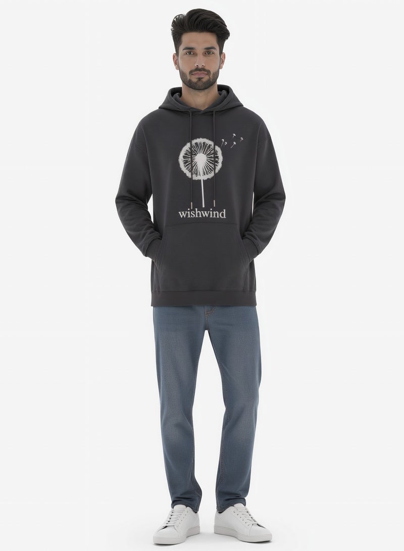 WISHWIND Unisex Dandelion Graphic Hoodie - Grey - Image 4