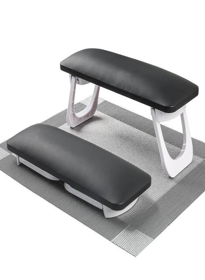 ANGNYA Nail Arm Rest for Nails Tech, Foldable Hand Stand for Nail Tech with PVC Table Mat Microfiber Leather Nail Arm Rest with Bracket Manicure Arm Rest for Nail Salon Technician (Black) - Image 1