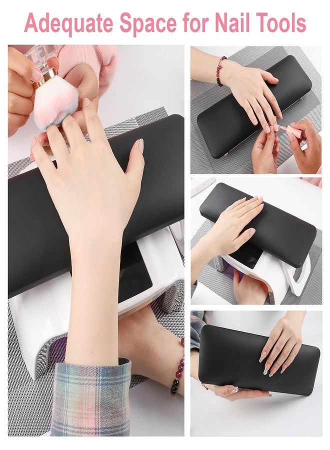 ANGNYA Nail Arm Rest for Nails Tech, Foldable Hand Stand for Nail Tech with PVC Table Mat Microfiber Leather Nail Arm Rest with Bracket Manicure Arm Rest for Nail Salon Technician (Black) - Image 3