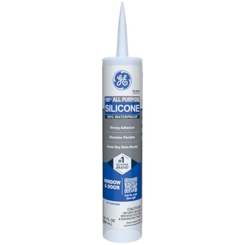 GE All Purpose Silicone Caulk, Clear, 10 fl oz Cartridge, 1 Pack - 100% Waterproof Silicone Sealant, Stronger Adhesion, Freeze & Sun Proof - Image 1