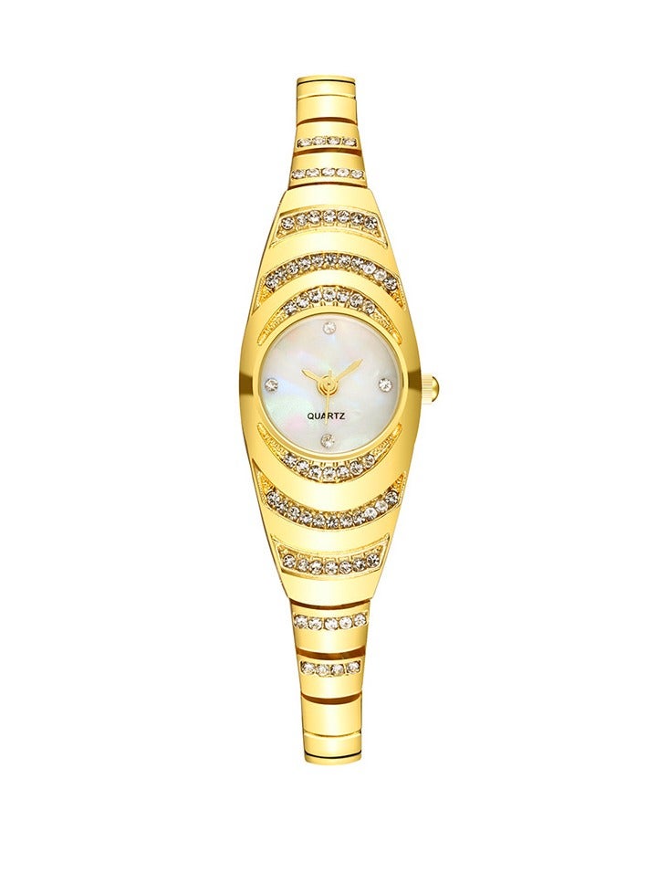 Creative Diamond Ladies Watch Student Fashion Bracelet Quartz Watch (Gold) - Image 1