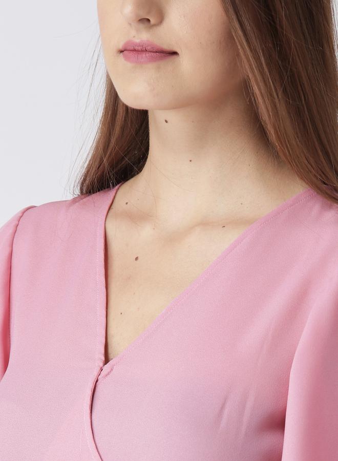 كاجوالي بلوزة قصيرة كاجوال سادة بظهر مطاطي - Image 4