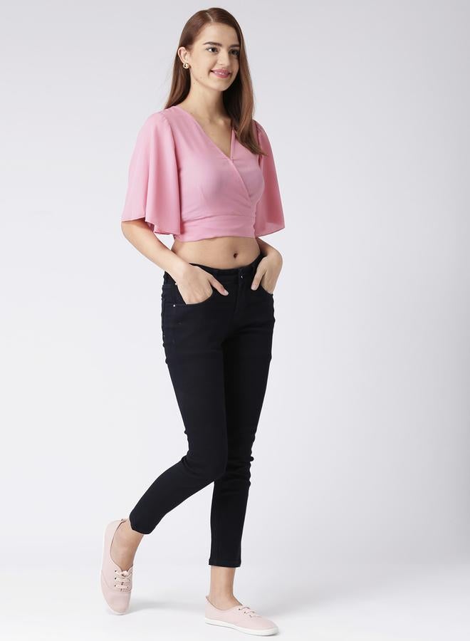 كاجوالي بلوزة قصيرة كاجوال سادة بظهر مطاطي - Image 3