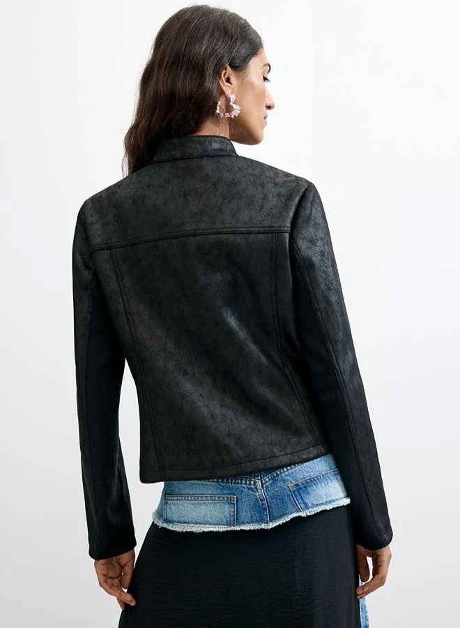 Desigual Black Jacket Leather Effect for Women | Best Price UAE