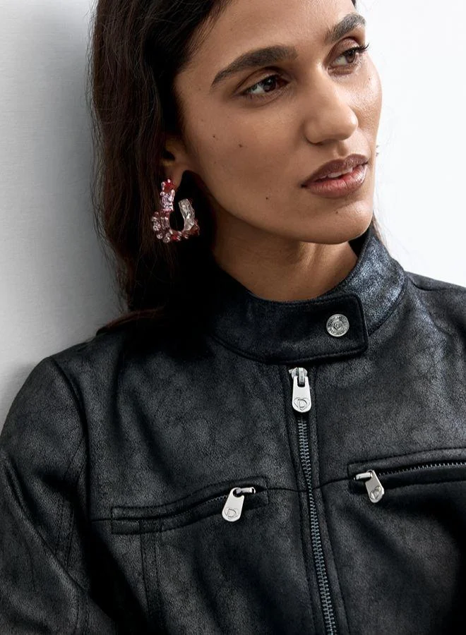 Desigual Black Jacket Leather Effect for Women | Best Price UAE