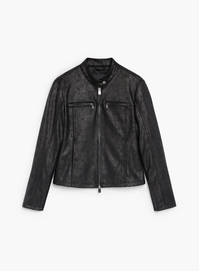 Desigual Black Jacket Leather Effect for Women | Best Price UAE