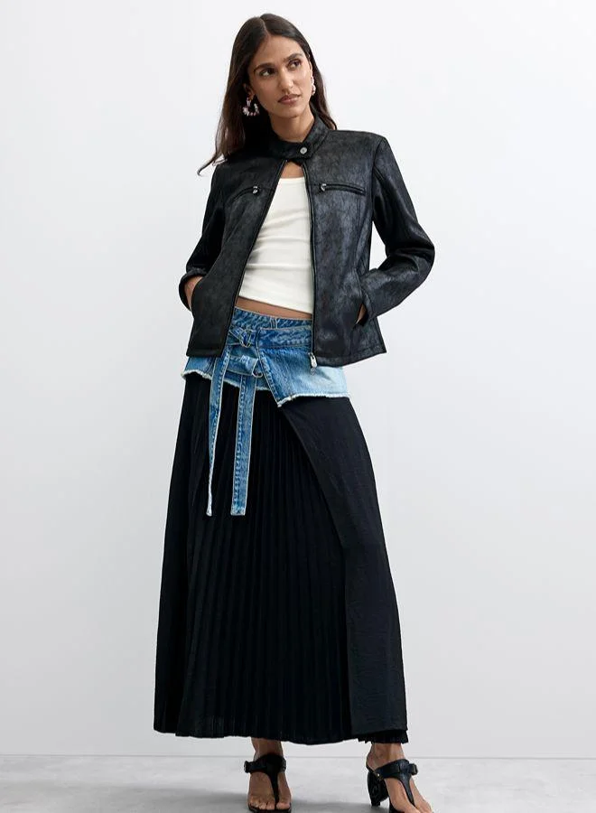 Desigual Black Jacket Leather Effect for Women | Best Price UAE