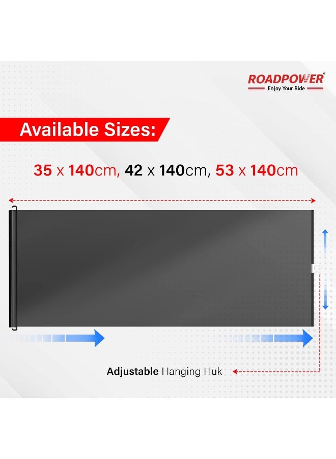 ROADPOWER Roller Sun Shade for Car, Car Screen Sun Protector Pack of 1 (53x140cm, Black) - Image 5