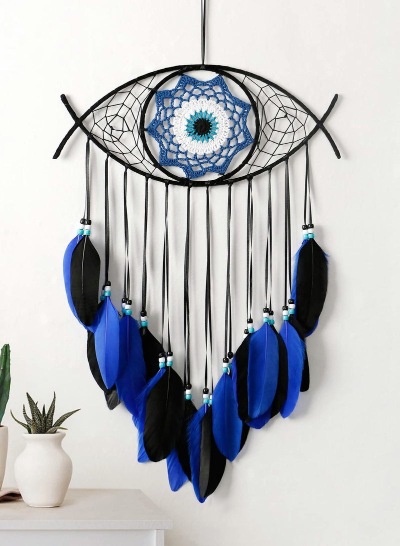 SOLARAE Evil Eye Dream Catcher, Handmade Macrame Evil Eye Wall Hanging for Boho Room House Decor - Image 1