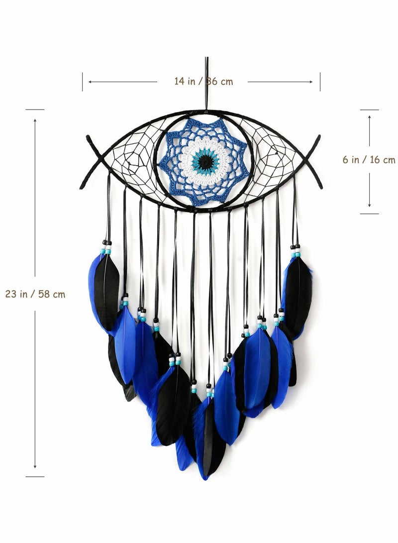 SOLARAE Evil Eye Dream Catcher, Handmade Macrame Evil Eye Wall Hanging for Boho Room House Decor - Image 4