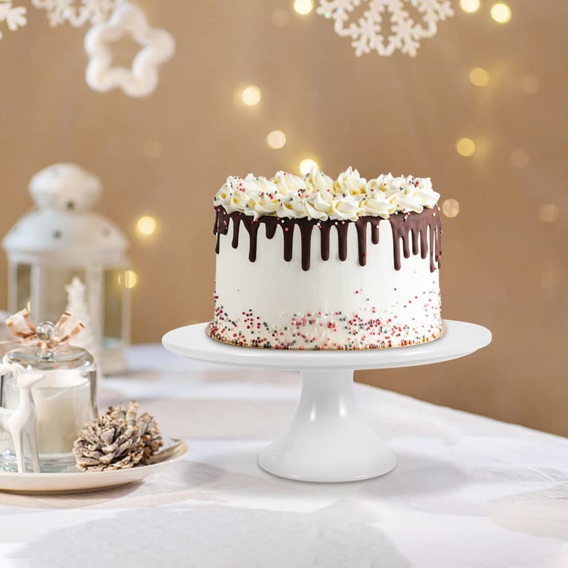 Restynic 9-Inch Round White Porcelain Cake Stand - Show Off Your Desserts, Celebrate in Style, Perfect for Holiday Gatherings, Weddings & Parties - Image 1