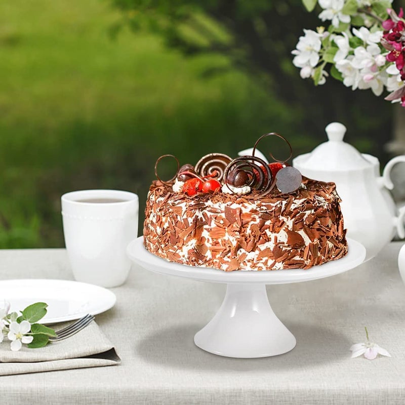 Restynic 9-Inch Round White Porcelain Cake Stand - Show Off Your Desserts, Celebrate in Style, Perfect for Holiday Gatherings, Weddings & Parties - Image 5