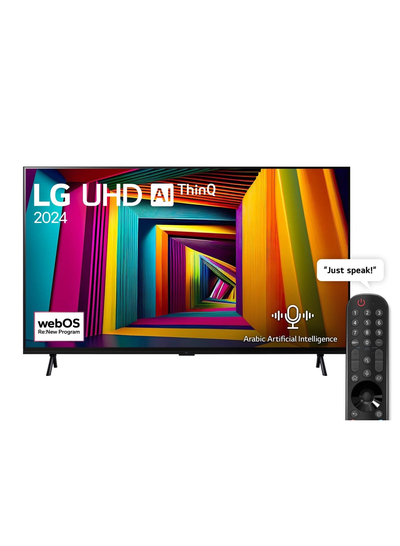 98 Inch LG UHD UT90 4K Smart TV AI Magic remote HDR10 Pro / HLG WebOS24, Model Year 2024 ,120HZ, alpha 8 AI Processor 4K (9.1.2 virtual surround sound) - 98UT90006LA Black